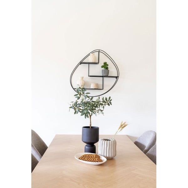 Iš metalo kelių aukštų sieninė lentyna juodos spalvos 60 cm Wrexham – House Nordic-image-3