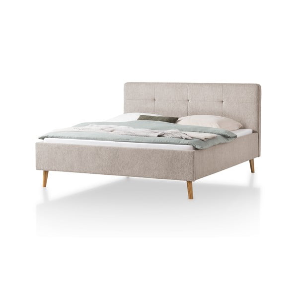 Pilkos spalvos/rudos spalvos dvigulė lova audiniu dengta be grotelių 180x200 cm Smart – Meise Möbel-image-4