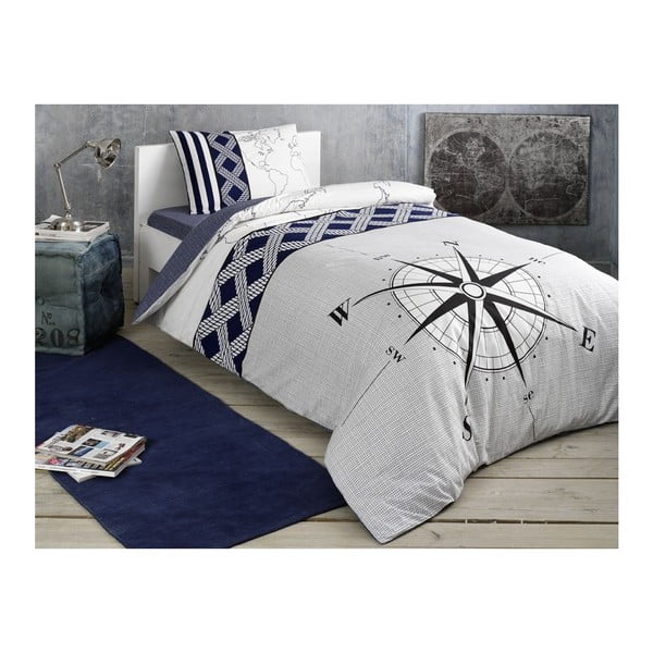Dvivietės lovos paklodė su ranforce medvilnės paklode Navi Dark Blue, 160 x 220 cm