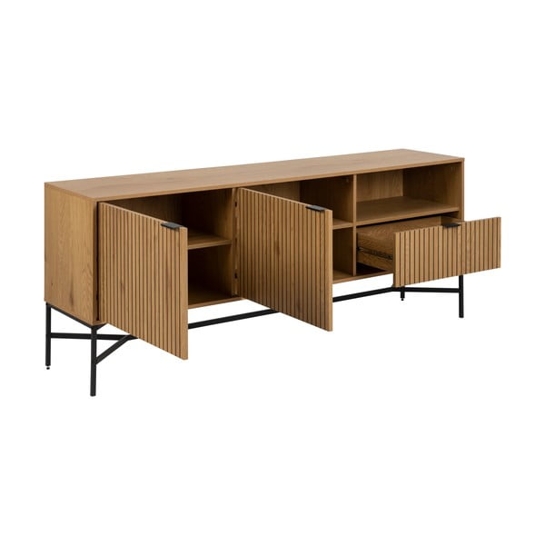 Žema šoninė spintelė natūralios spalvos iš ąžuolo 180x70 cm Jaipur – Actona-image-3