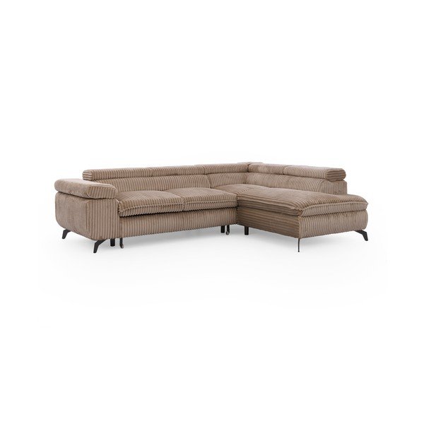 Rudos spalvos kampinė sofa iš kordinio velveto (su dešiniuoju kampu/„L“ formos) Marbeya  – Ropez-image-2