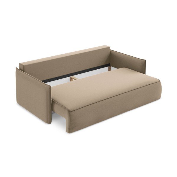 Šviesiai rudos spalvos iš velveto sulankstoma/su sandėliavimo vieta sofa 225 cm Hula – Makamii-image-3