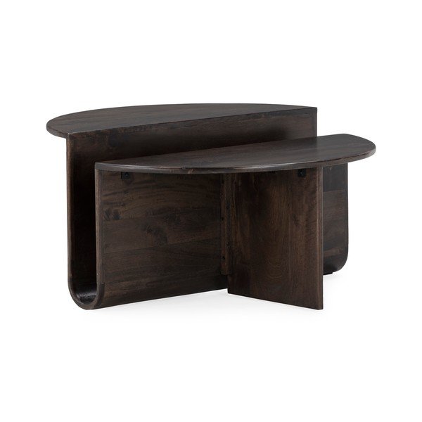 Tamsiai rudos spalvos iš mango masyvo apvalios formos kavos staliukas ø 80 cm Divya – MOME