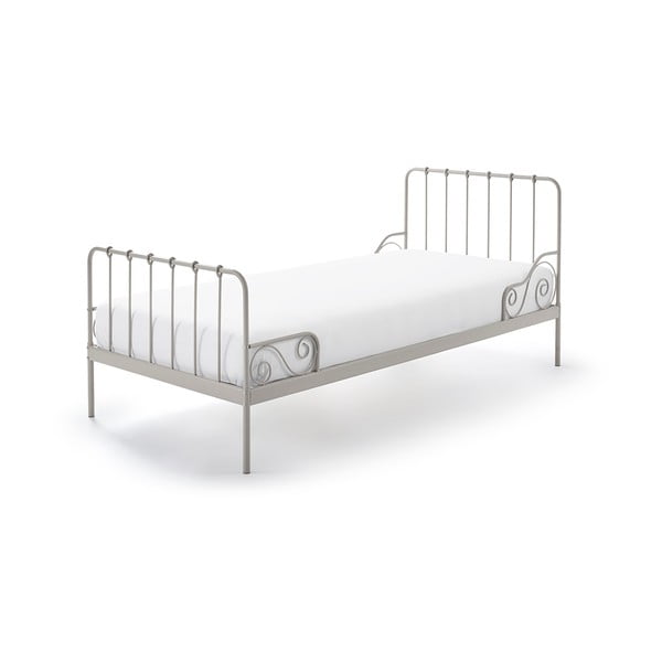 Pilka metalinė vaikiška lova Vipack Alice, 90 x 200 cm