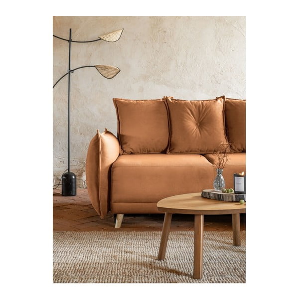 Sulankstoma kampinė sofa iš kordinio velveto raudonos plytų spalvos (kintama) Lazy Lukka – Miuform-image-4