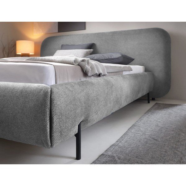 Pilkos spalvos dvigulė lova dengta audiniu su sandėliavimo vieta su lovos grotelėmis 140x200 cm Pointt – ELTAP-image-4