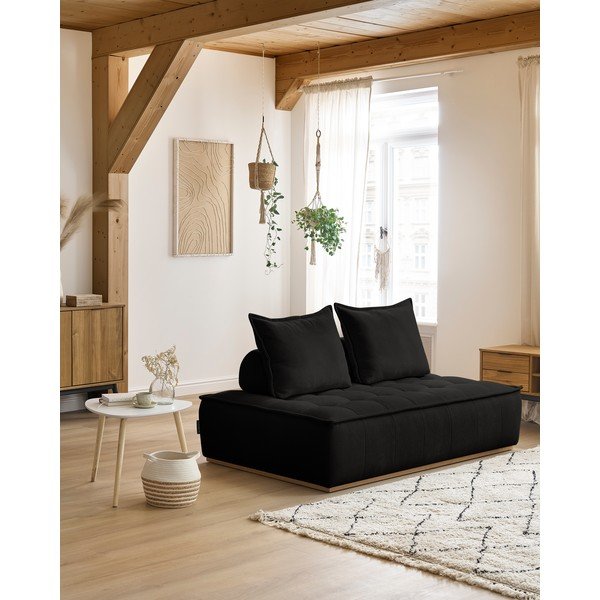 Juodos spalvos iš šenilinio audinio sofa 175 cm Elisa – Bobochic Paris-image-1