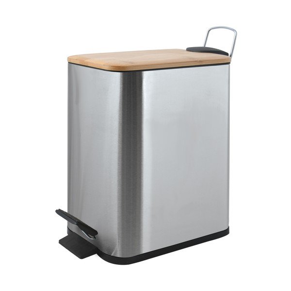 Matinės sidabrinės spalvos iš plieno šiukšliadėžė su pedalu 5 l   Erik – Spirella-image-1