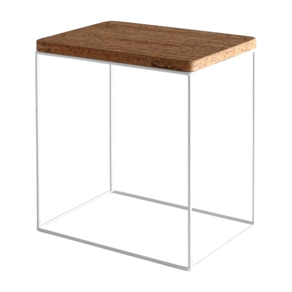 "Custom Form Estimo" sulankstomas stalas su kamštiniu stalviršiu ir balta konstrukcija, 53 cm pločio