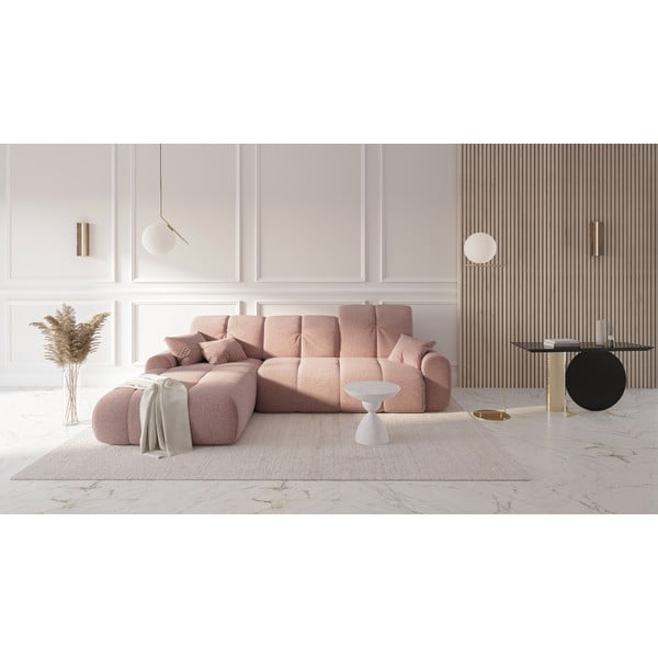 Rožinė kampinė sofa-lova Devichy Tous, kairysis kampas-image-1