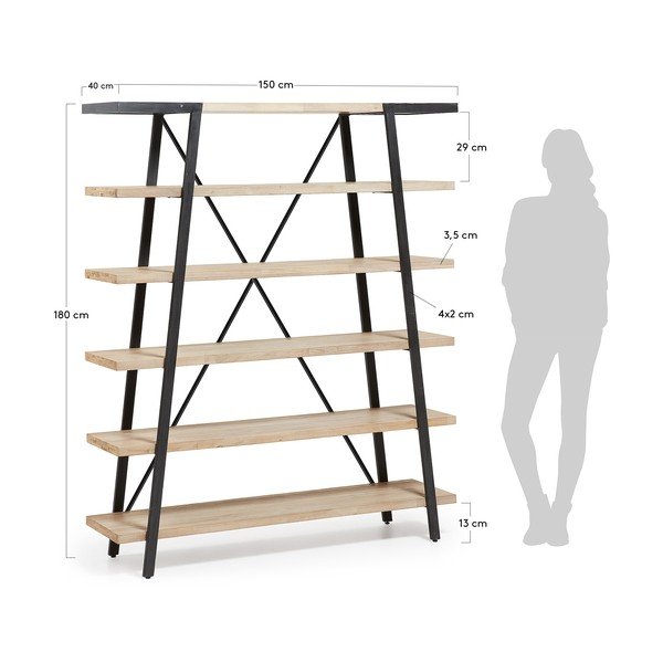 Juoda knygų lentyna iš akacijos medienos Kave Home Disset-image-3