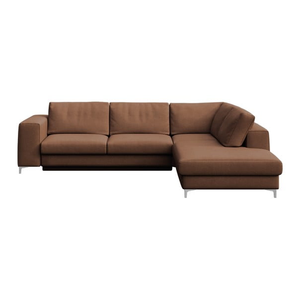 Rudos spalvos iš velveto sulankstoma/su sandėliavimo vieta kampinė sofa (su dešiniuoju kampu/„L“ formos) Rene – Rodier
