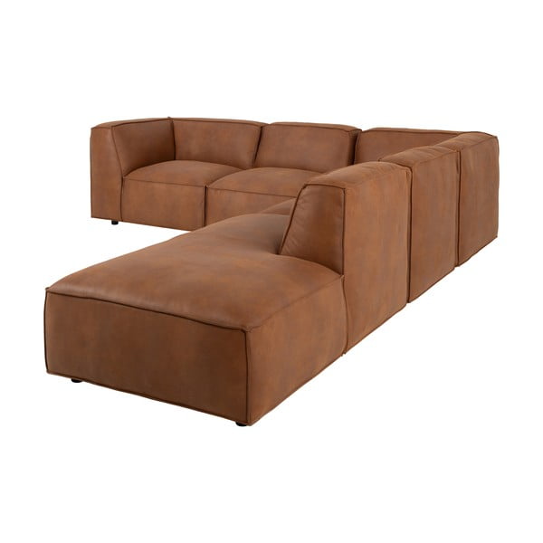 Kampinė sofa konjako rudos spalvos iš dirbtinės odos (su dešiniuoju kampu) Fairfield Kentucky – Bonami Selection-image-4