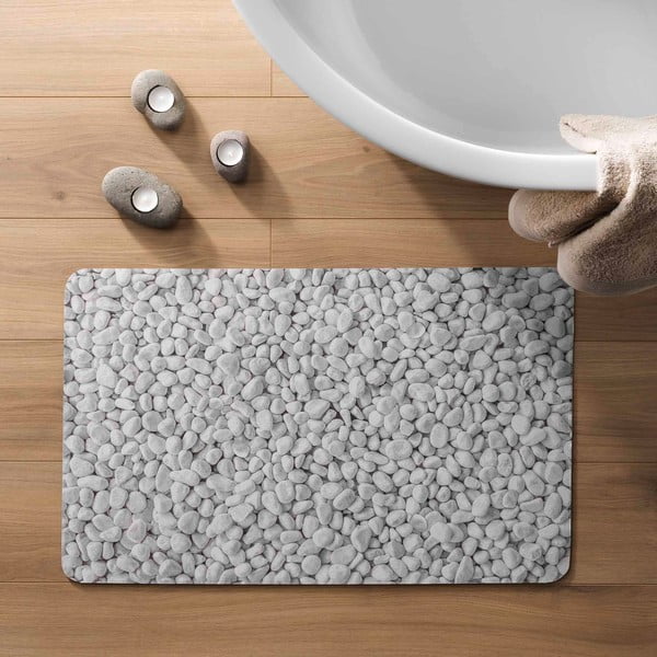 Iš gumos vonios kilimėlis baltos spalvos/pilkos spalvos 50x80 cm Leandra – douceur d'intérieur-image-1