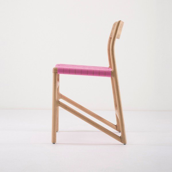 Valgomojo kėdė iš ąžuolo masyvo su rausva sėdyne "Gazzda Fawn-image-2