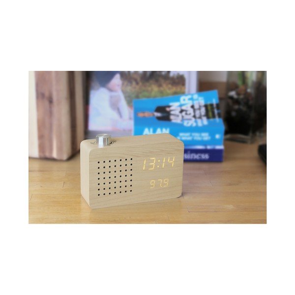 Smėlio spalvos žadintuvas su geltonu LED ekranu ir radijo imtuvu "Gingko Radio Click Clock-image-3