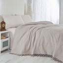 Šviesiai rudas medvilninis lengvas lovos užtiesalas Brown, 220 x 240 cm
