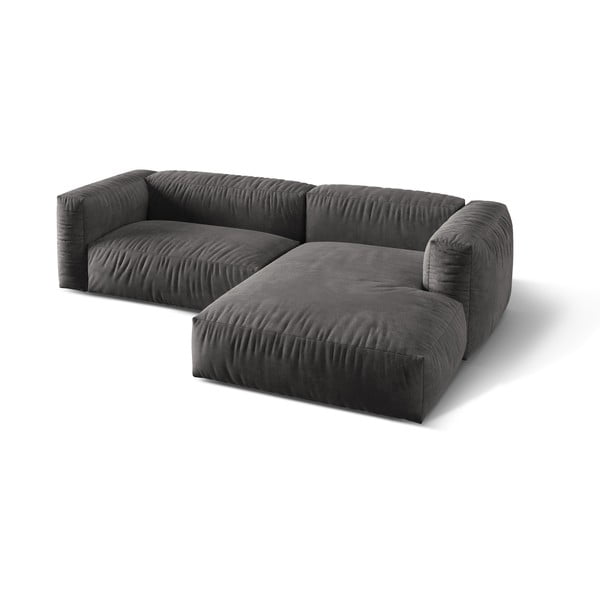 Pilkos spalvos iš velveto modulinė kampinė sofa (su dešiniuoju kampu/su gultu) Martina – Micadoni -image-2