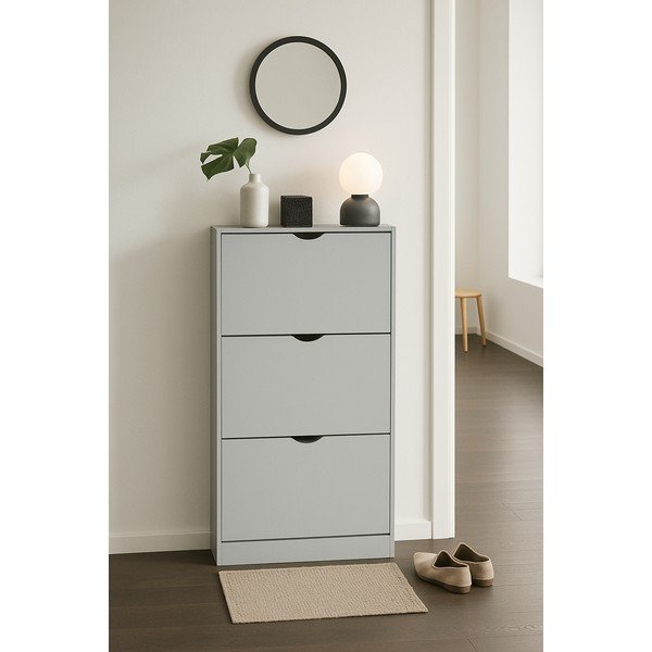 Pilkos spalvos atlenkiama spintelė batams 60x118x24 cm Stelo – Bonami Essentials-image-1