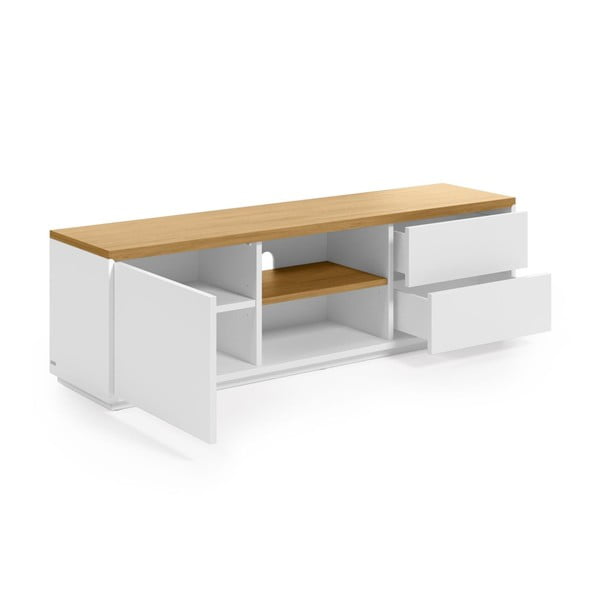 Baltos spalvos TV spintelė iš ąžuolo 150x44x36 cm Abilen – Kave Home-image-2