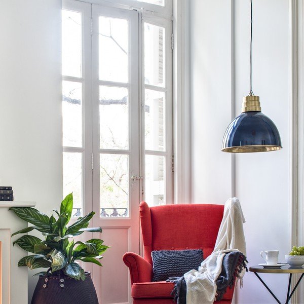 Kabantis šviestuvas tamsiai mėlynos spalvos/auksinės spalvos ø 40 cm su metaliniu gaubtu Sublime – HF Living-image-1