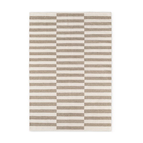 Apverčiamas/rankų darbo baltos spalvos/pilkos spalvos iš vilnos kilimas 160x230 cm Vika – Hanse Home