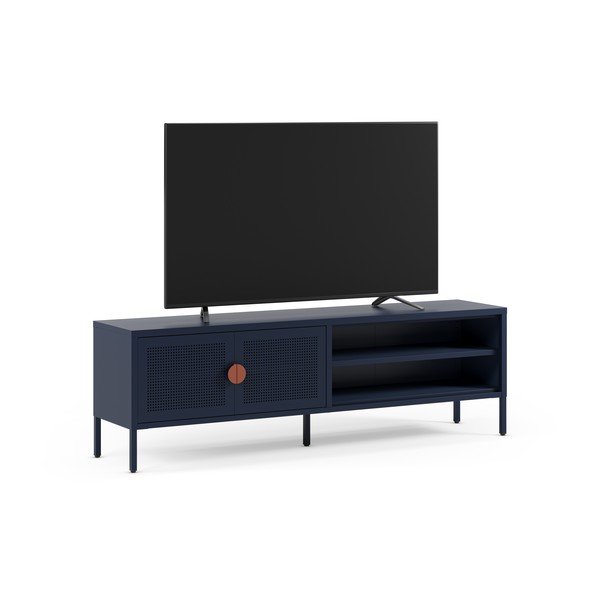 Tamsiai mėlynos spalvos iš metalo TV spintelė 160x50x35 cm Sayla – Marckeric-image-2