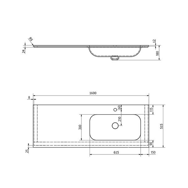 Iš dirbtinio akmens praustuvas baltos spalvos Aruba – Sapho-image-2