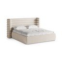 Smėlio spalvos dvigulė lova audiniu dengta su sandėliavimo vieta su lovos grotelėmis 160x200 cm Mount – Micadoni 
