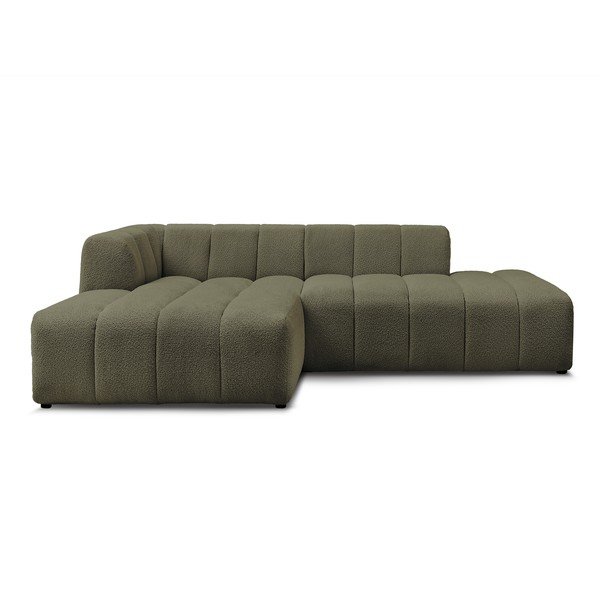 Žalios spalvos iš boucle kampinė sofa (su kairiuoju kampu/su gultu) Annecy – Bobochic Paris