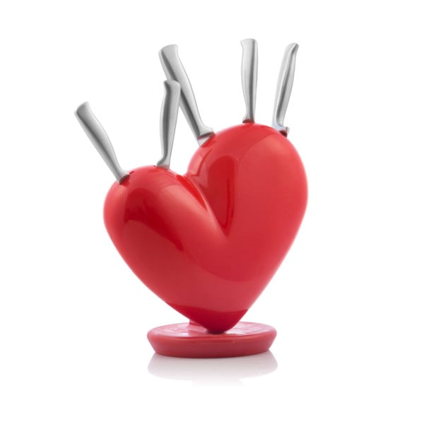 5 nerūdijančio plieno peilių rinkinys su širdelės formos blokeliu InnovaGoods