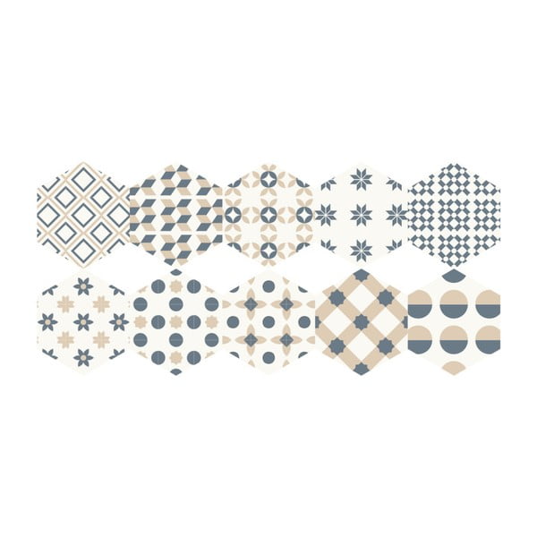 10 grindų lipdukų rinkinys Ambiance Hexagons Gotzone, 20 x 18 cm