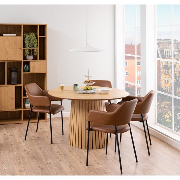 Valgomojo stalas su ąžuolo apdaila Actona Christo, ø 75 cm-image-1