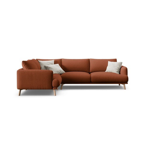 Terakotos spalvos kampinė sofa (su kairiuoju kampu/su gultu) Naomi – Micadoni -image-2