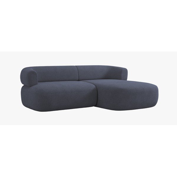 Tamsiai mėlynos spalvos kampinė sofa iš boucle (su dešiniuoju kampu/su gultu) Jenny – Micadoni -image-4