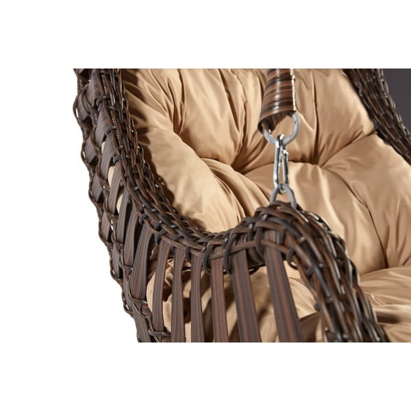 Sodo pakabinamas krėslas rudos spalvos rotangas Alacati – Floriane Garden-image-4