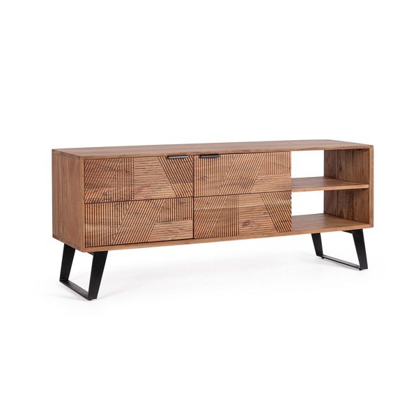 Natūralios spalvos iš akacijos masyvo TV spintelė 145x60x40 cm Isar – Bizzotto-image-1