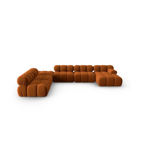 Sofa oranžinės spalvos iš velveto 379 cm Bellis – Micadoni Home