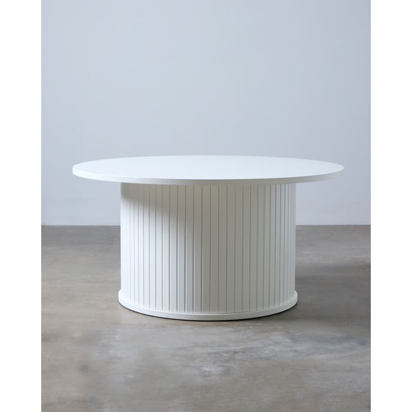 Baltos spalvos apvalios formos kavos staliukas Nola – Unique Furniture-image-1