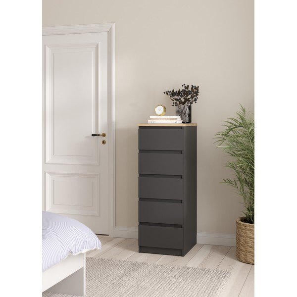 Tamsiai pilkos spalvos šoninė spintelė 40x111x50 cm Naia – Tvilum-image-1