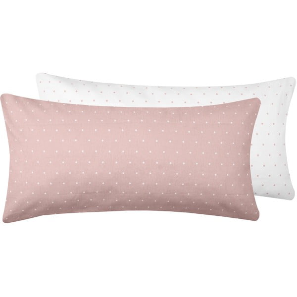 2 rožinės ir baltos spalvos flanelinių dekoratyvinių pagalvių užvalkalų rinkinys Fovere Betty, 40 x 80 cm