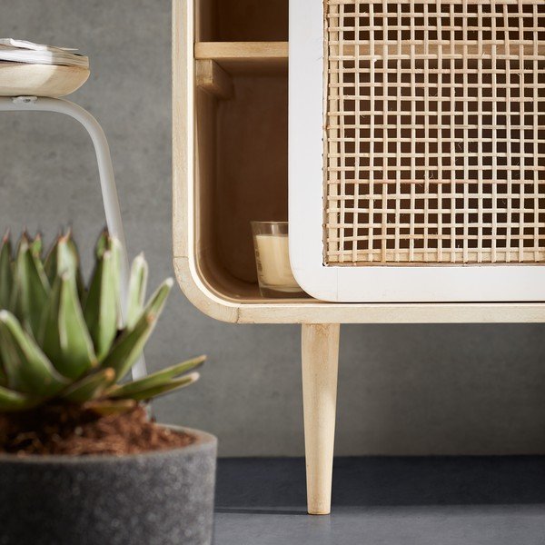Balta metalinė kėdė su mango medienos sėdyne Kave Home Nax-image-4