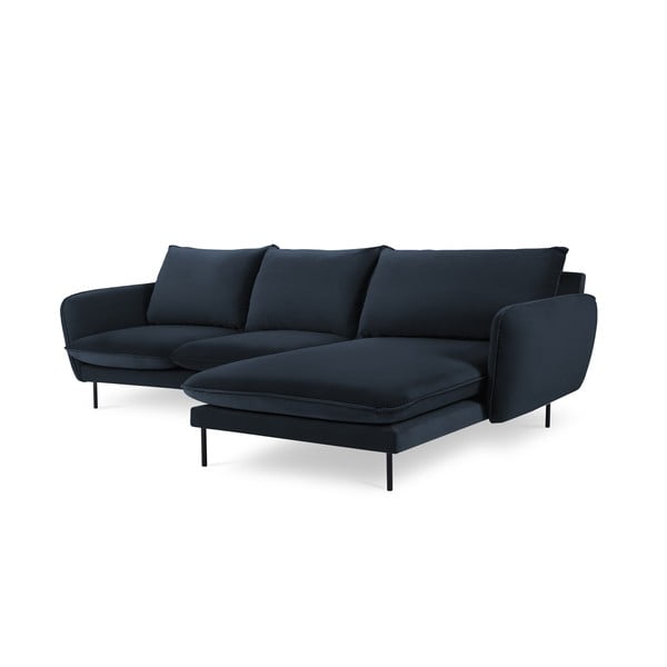 Tamsiai mėlyna aksominė kampinė sofa (dešinysis kampas) Vienna - Cosmopolitan Design