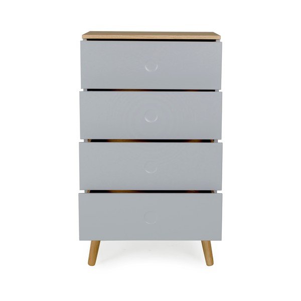 Pilka komoda su ąžuolinėmis kojomis Tenzo Dot, plotis 55 cm-image-2