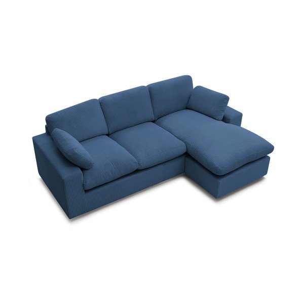 Mėlynos spalvos kampinė sofa iš kordinio velveto Belair – Bobochic Paris-image-3