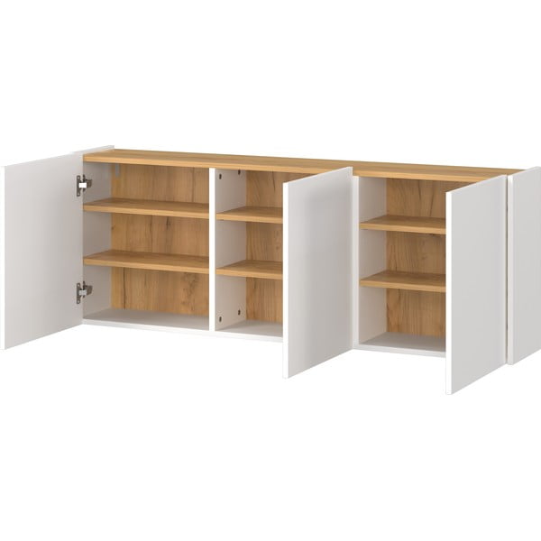 Baltos spalvos pakabinama spintelė iš ąžuolo 138x52x25 cm Libbiano – Germania-image-3