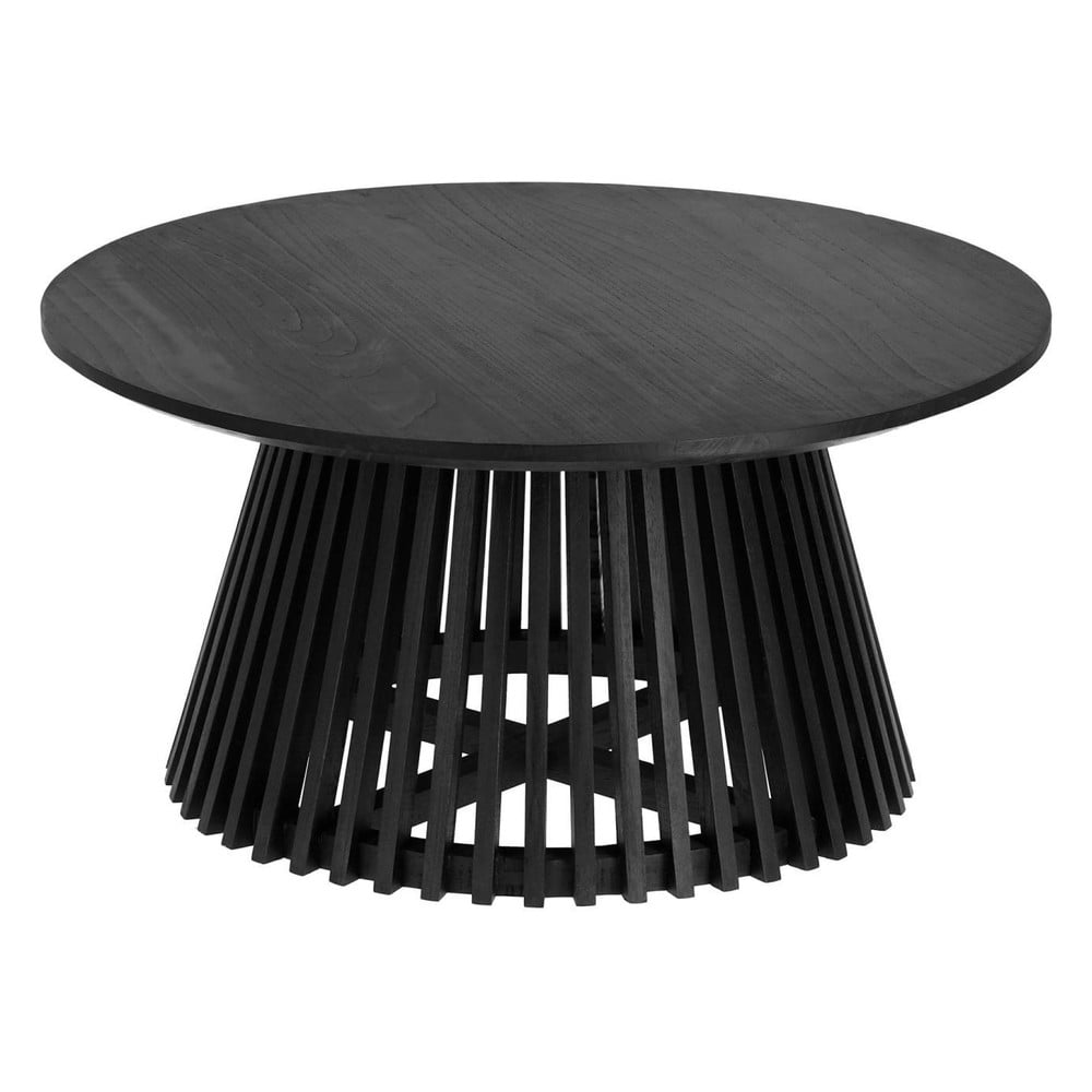 Juodas tikmedžio kavos staliukas Kave Home Irune, ⌀ 80 cm