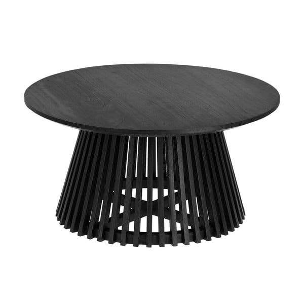 Juodas tikmedžio kavos staliukas Kave Home Irune, ⌀ 80 cm