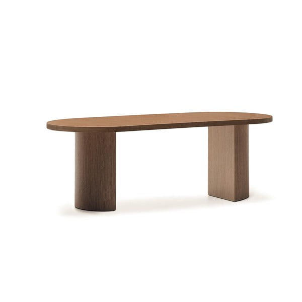 Apvalios formos valgomojo stalas su riešutmedžio dekoro stalviršiu 100x200 cm Nealy – Kave Home