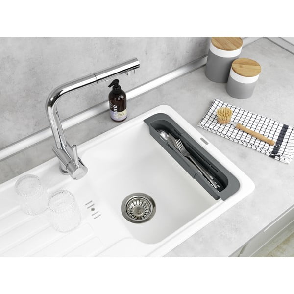 Pilkos spalvos iš plastiko ištraukiama džiovyklė kriauklei 49,5x8,5 cm Fino – Wenko-image-2